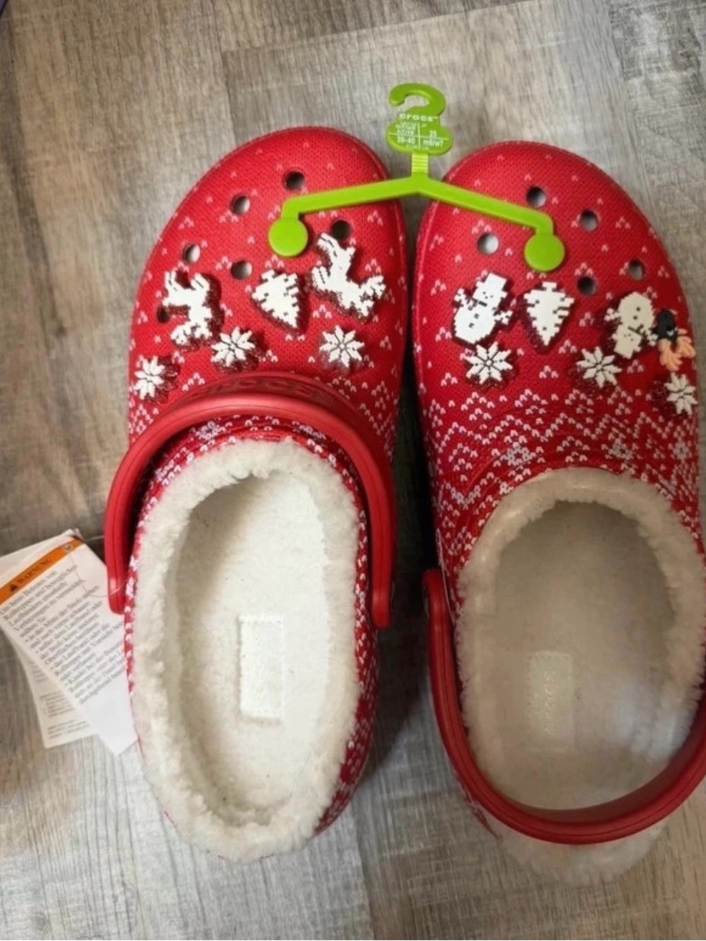 Ugly Christmas Sweater Red Fuzzy Lined Holiday Crocs